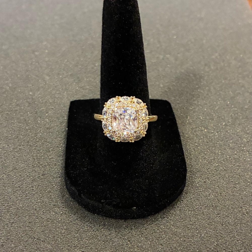 Cushion Cut Halo Sterling Silver Cz Ring Size 7